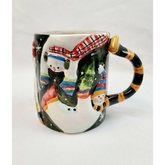 Vintage Tis the Season Susan Winget Snowman Holiday Ceramic Mug IOB - Picture 1 of 6